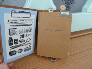 The passport size writing board from Midori. Metal tabs are from Basic Grey and Tim Holtz.
