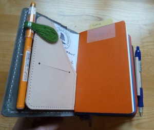 Leather insert and a notebook found in a local store.